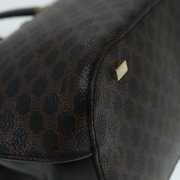 CELINE Macadam Canvas Hand Bag PVC Leather Black Gold Auth 91011 - Picture 16 of 16